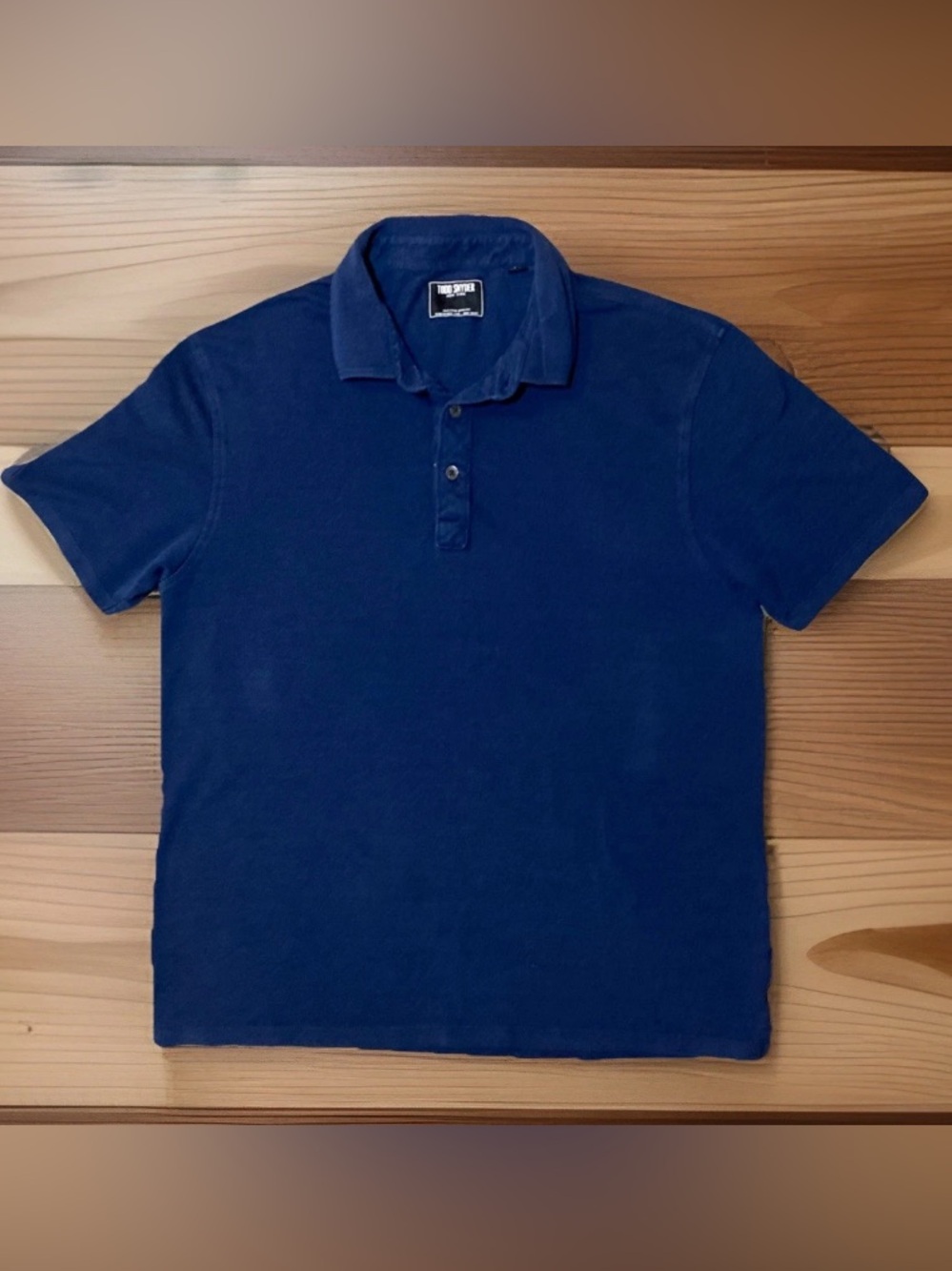 Todd Snyder Polo Shirt Black Pique Knit Cotton Logo Performance Golf Mens Large